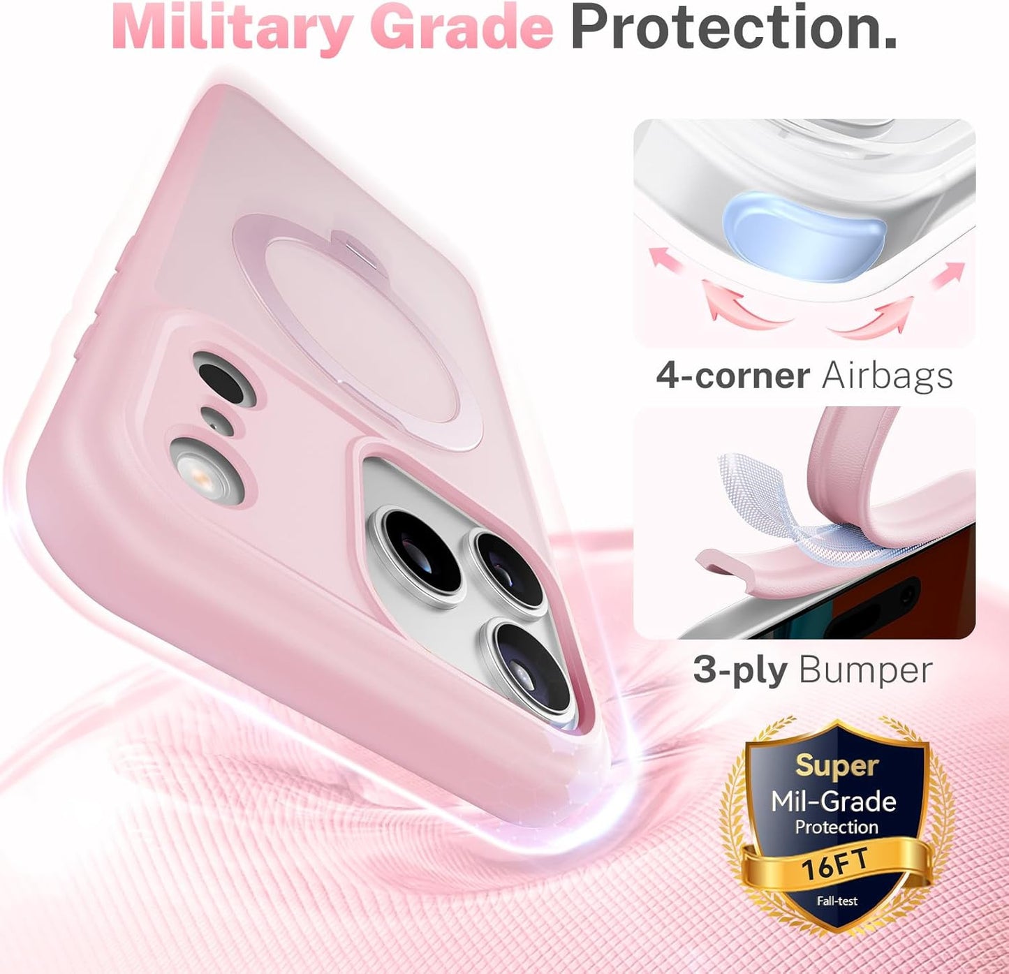 For Iphone 17 Pro Case: with 360° Spin Magnetic Stand, Camera Control Button, Fi