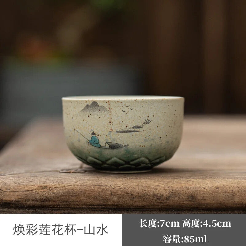 85ml Ceramic Teacup Retro Colorful Vitalmine Master Cup Tea Bowl Kung Fu Teaware
