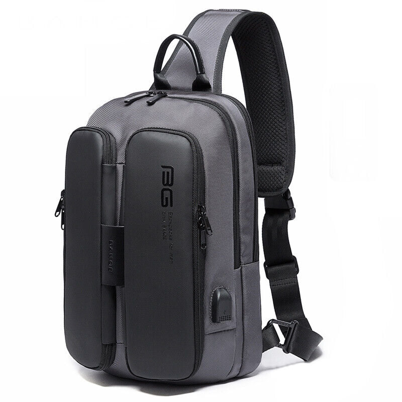 USB Charging Port Water Resistant Nylon Sling bag Chest Pack Backpack Business