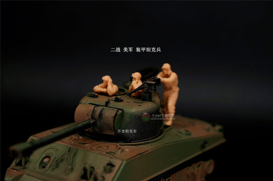 1/72 1/64 1/87 2 U.S. Army Armored Tankers 3-Person Unpainted Model Toys