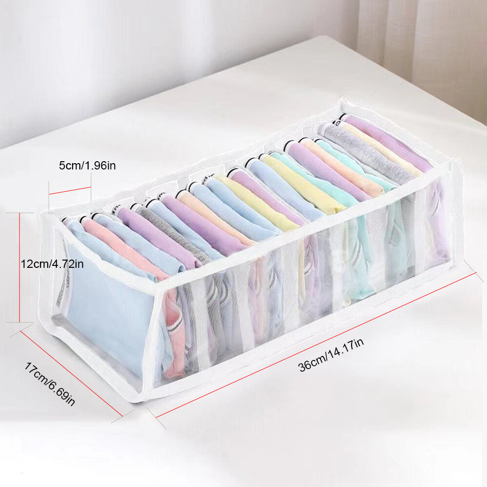 4X Wardrobe Clothes Organizer Jeans Compartment Storage Box Foldable Drawer Cube