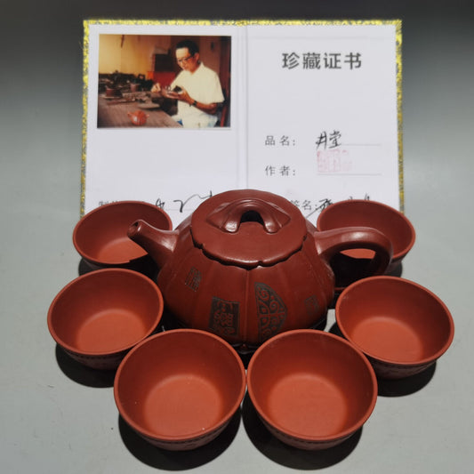 Chinese Yixing Zisha Clay Handmade Exquisite Teapot (井堂石瓢套壶 低款:顾景舟 )