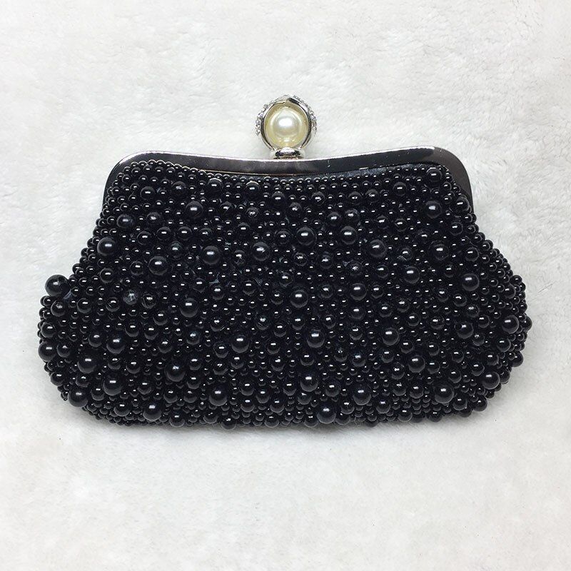 Elegant White Pearl Shell Evening Bgs Bead Small Handbag Clutch Shoulder Purse