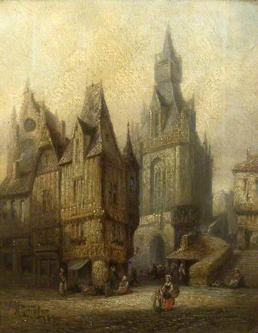 Art Oil painting Henry+Thomas+Schafer-Fécamp+Normandy+France cityscape art