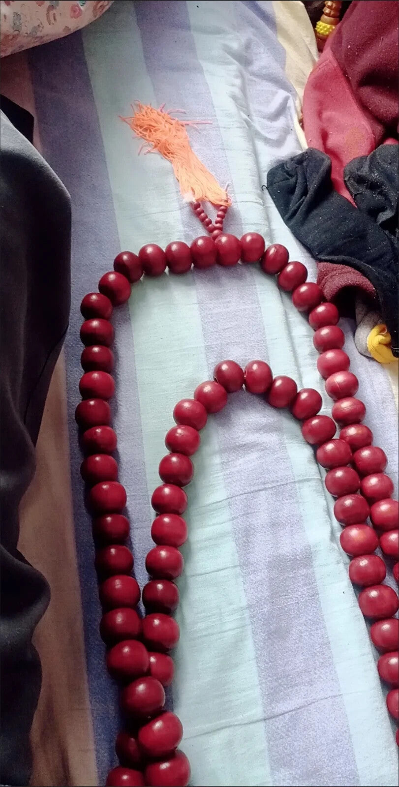 30mm*108 Prayer Beads Shaolin Kung Fu Buddha Monk Prayer Mala Red Beads Necklace