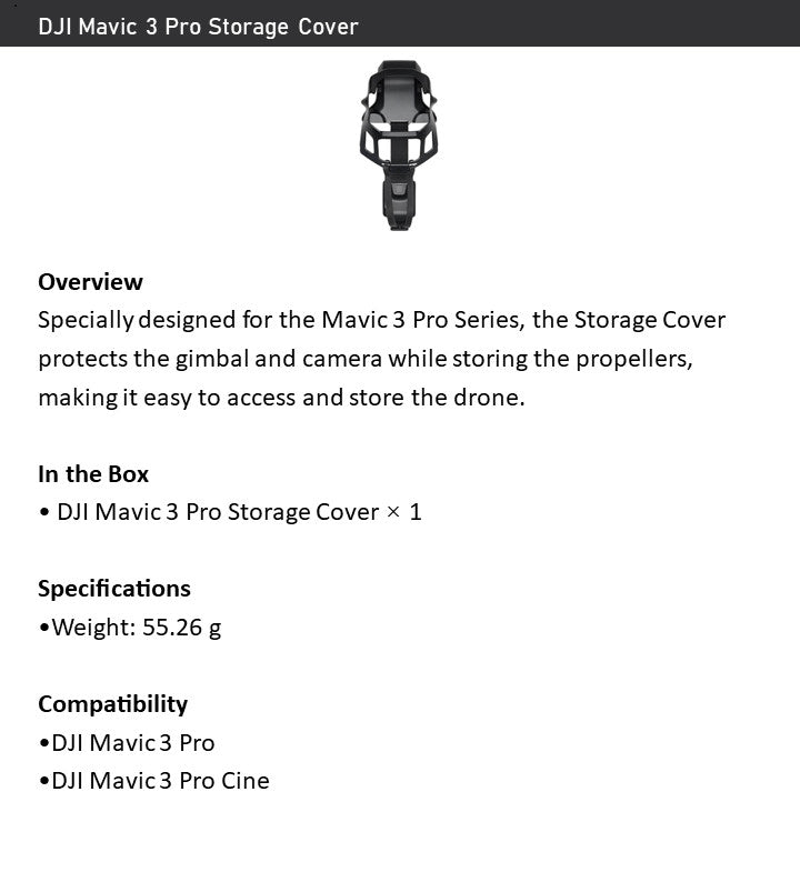 DJI Mavic 3 Pro Storage Cover – Gimbal/Camera Protection + Propeller Storage