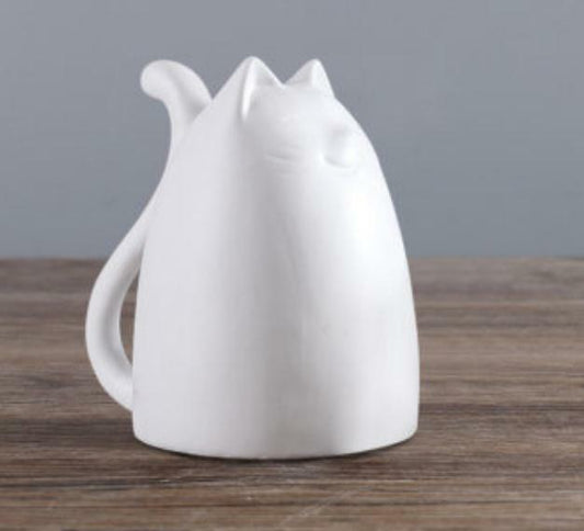 7.6" Chinese White Porcelain Ceramics Lovable Small Cat Figurine Statue Statues