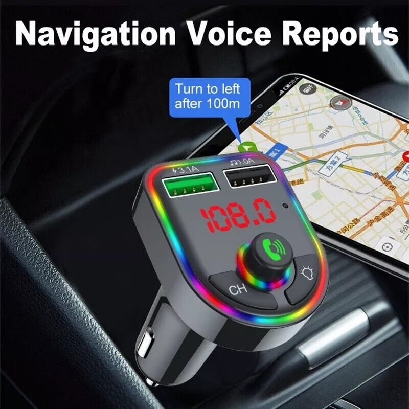 2 X Bluetooth Handsfree FM Transmitter Car MP3 Player Audio Receiver Charger