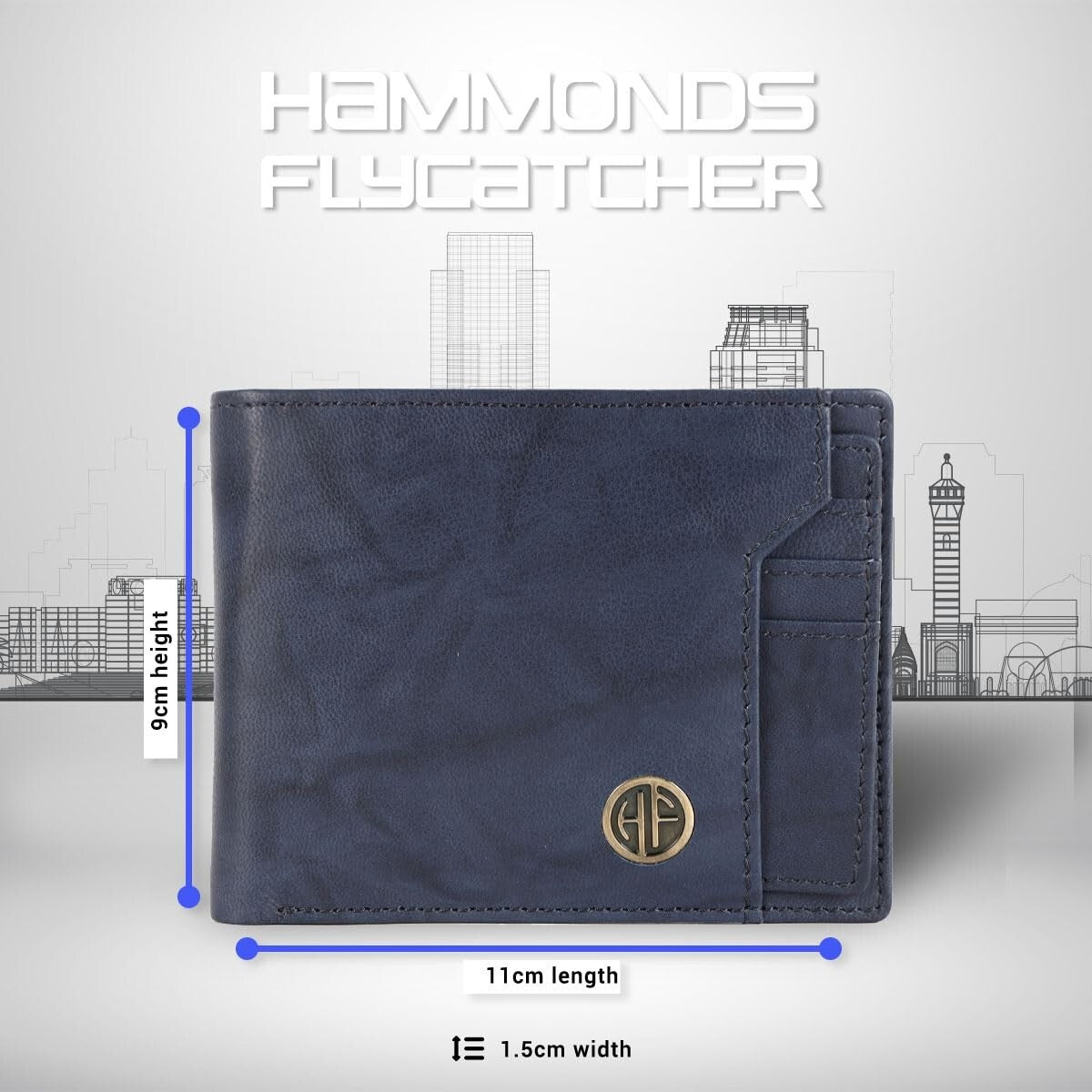 Brand New Authentic RFID Protected Blue BI-Fold Genuine Leather Mens Wallet