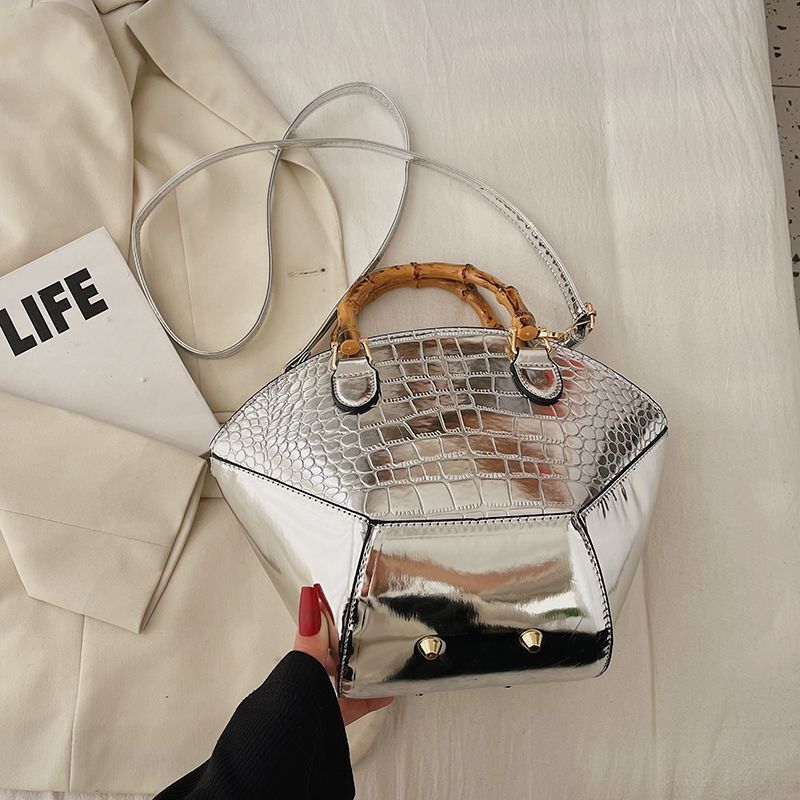 Handbags Vintage Bamboo Handle Bag Gold Silver Evening Clutch Crossbody Purses