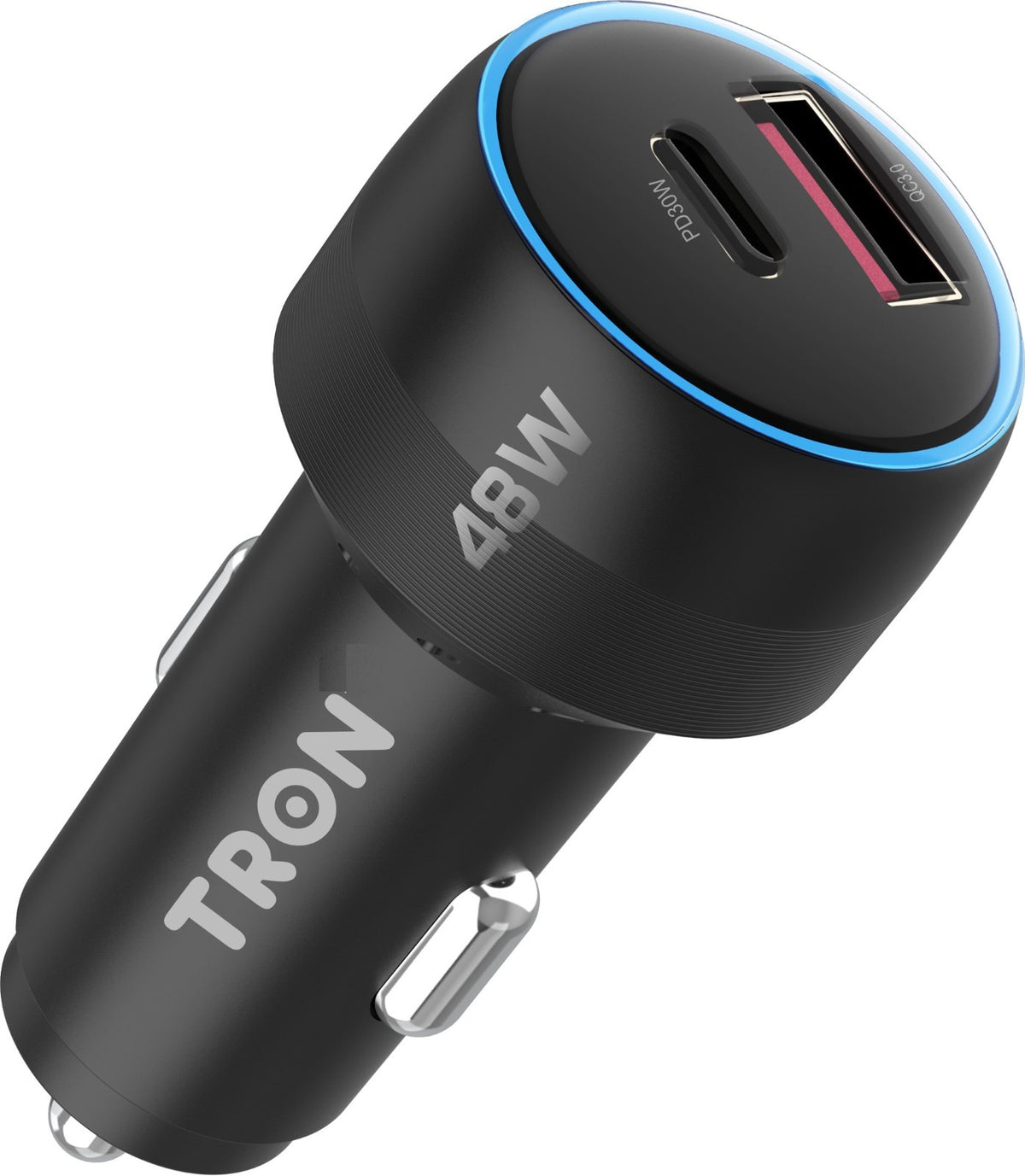 TRON 48W Car Charger Adapter, Fast Charging, Two Port Aluminum Alloy