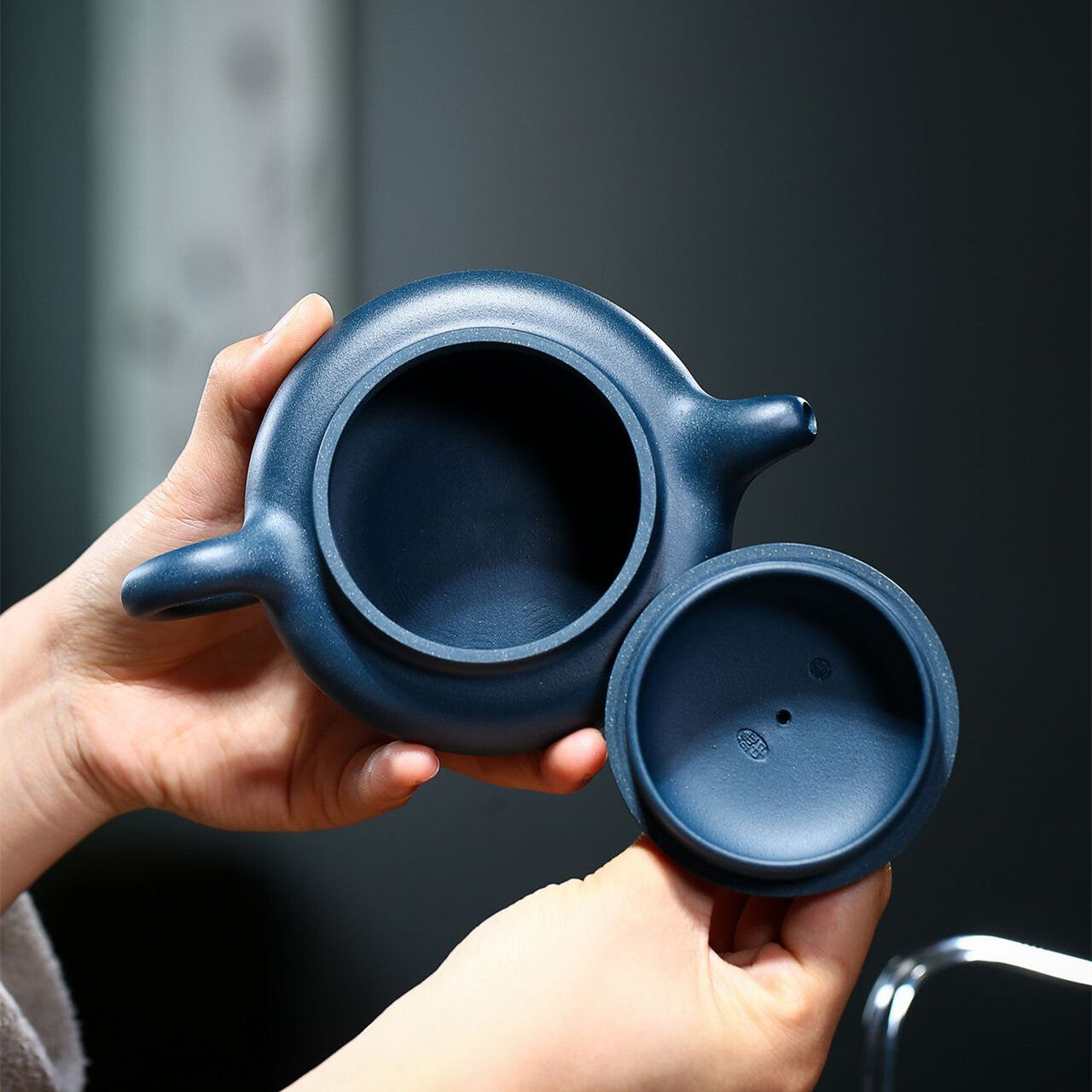 Chinese Yixing Tea Pot Marked Handmade Pot Real Zisha Green Clay 9 Infuser Holes