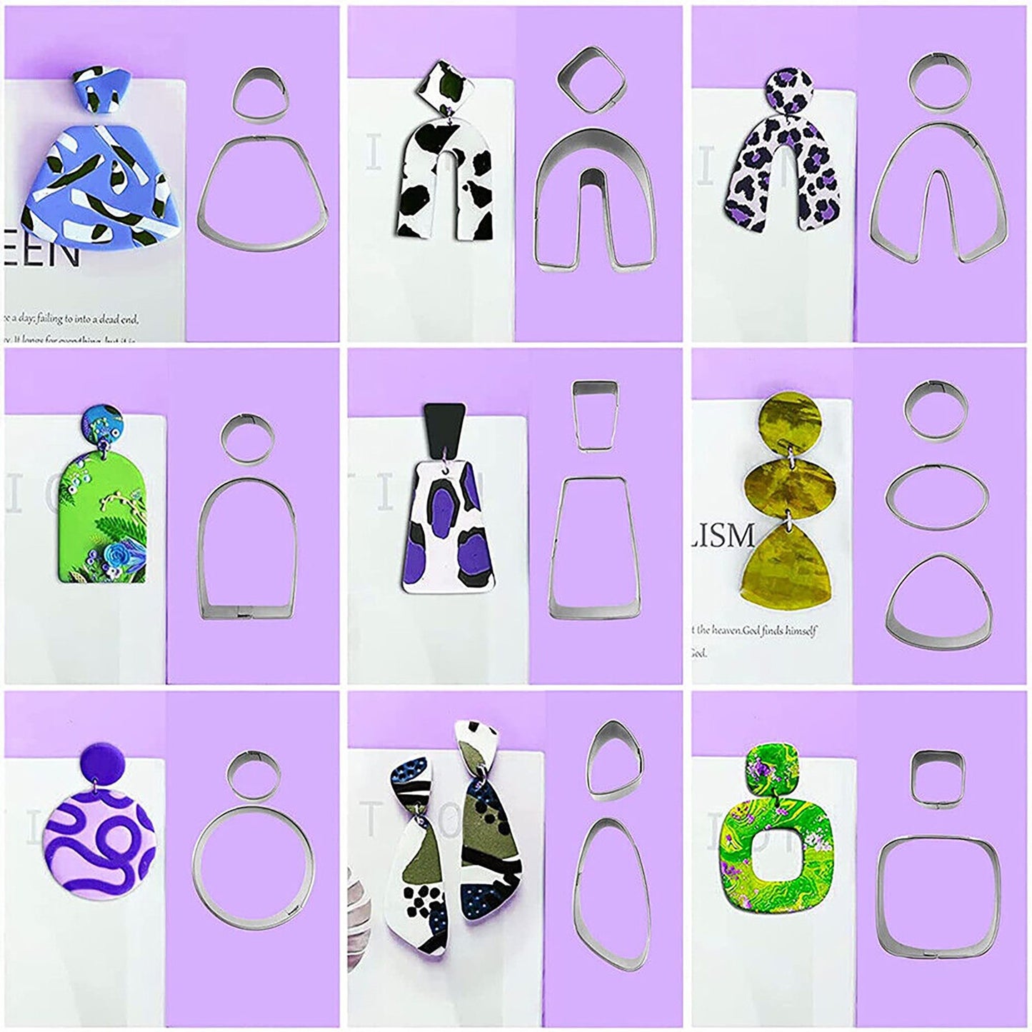 21Pcs DIY Stainless Steel Clay Earrings Set Jewellery Cutting Mold Making Tool