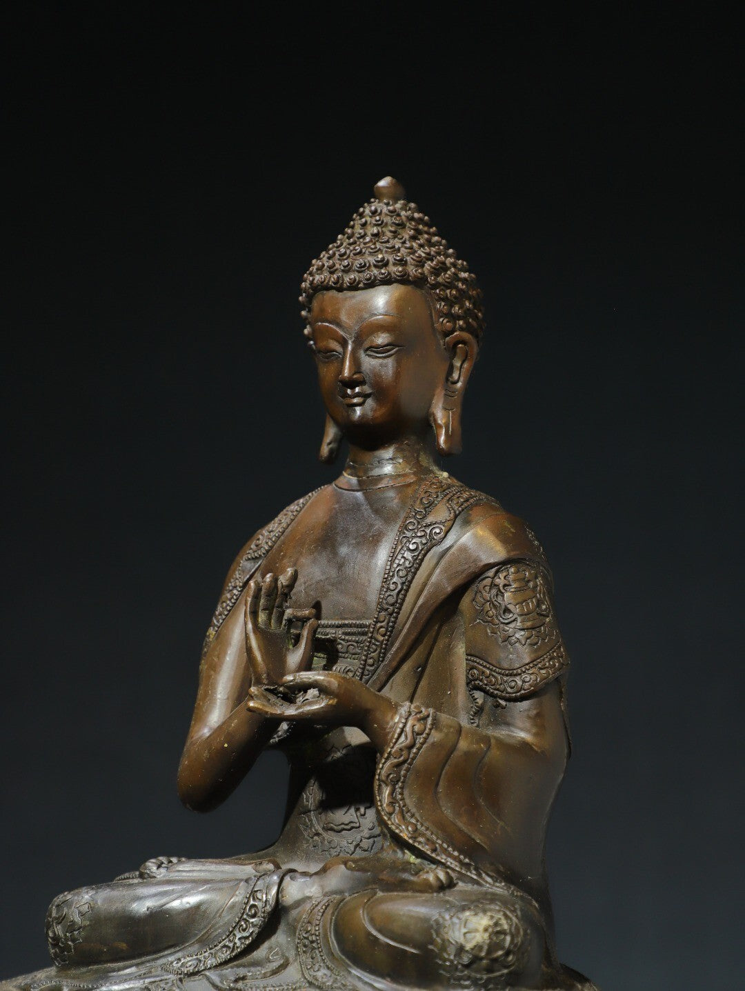 Antique Shakyamuni Buddha Statue Copper Figure Rare Tibetan Altar Sculpture