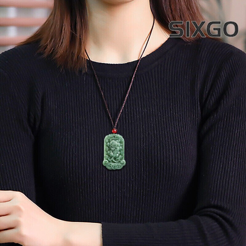 Real Grade A Natural Green Jade Jadeite Men Women Ruyi Pixiu Pendant 13.5g