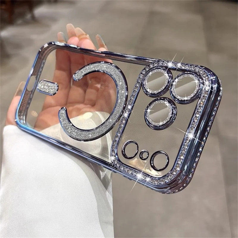 Luxury Glitter Magnetic Clear Case for iPhone 17/16/15/14 Pro Max Plus 7 color