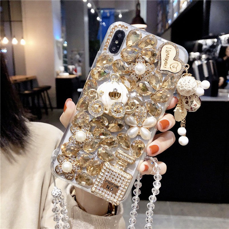 Bling Diamond Pumpkin Carriage Phone Case for iPhone 16 /15//14/13/12/11/X/Xs/XR