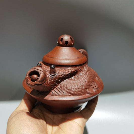 Vintage Chinese Yixing Purple Clay Teapot Zisha Ceramic Carving Dragon Teaware