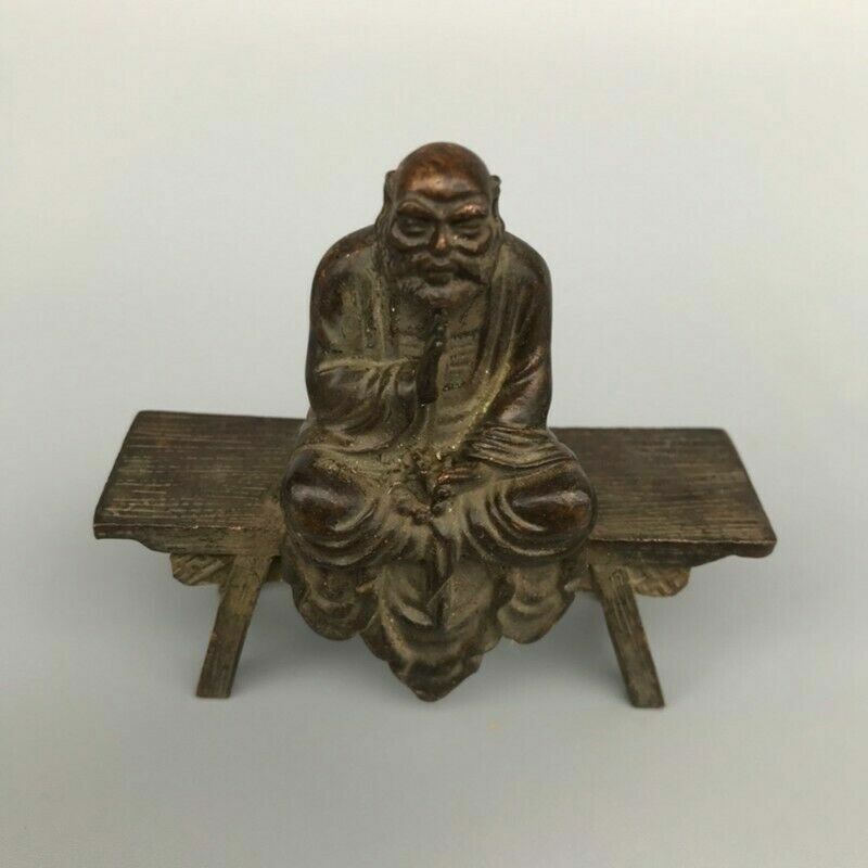 Blessing Old Chinese Bronze Copper Handmade Dharma Buddha Statue