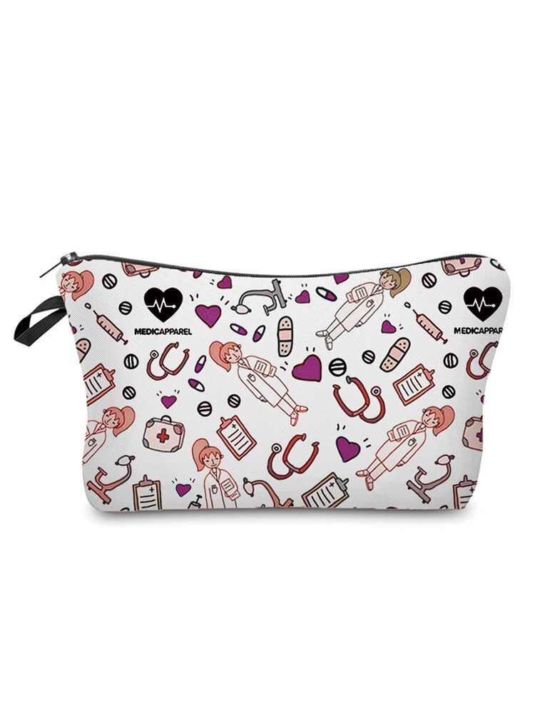 Printed Makeup Bag Reusable Storage Purse Stylish Practical Bags 2*2*13.5 CM 1PC