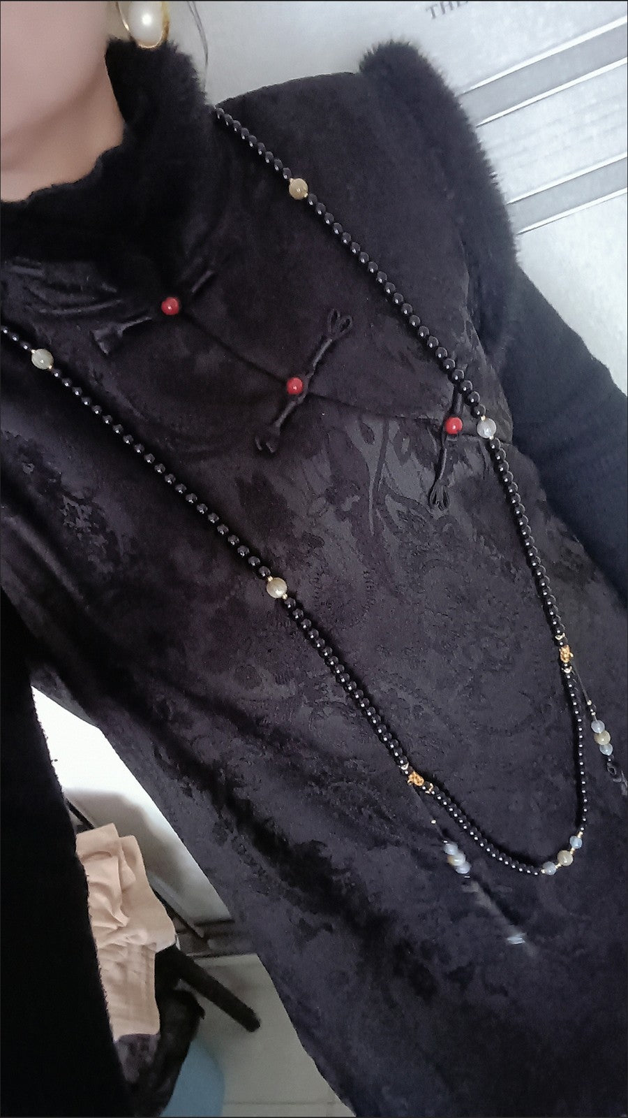 New Chinese Hanfu Crossbody Chain Long Tassel Liuli Beaded Necklace Ethnic Style