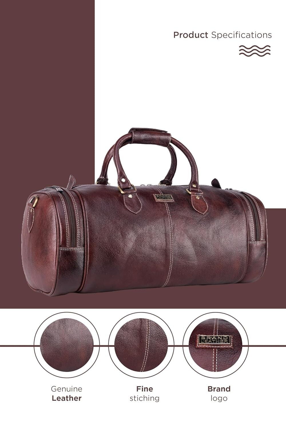 Genuine Leather Travel Duffel Bag Weekend Luggage Leather Duffle Bag