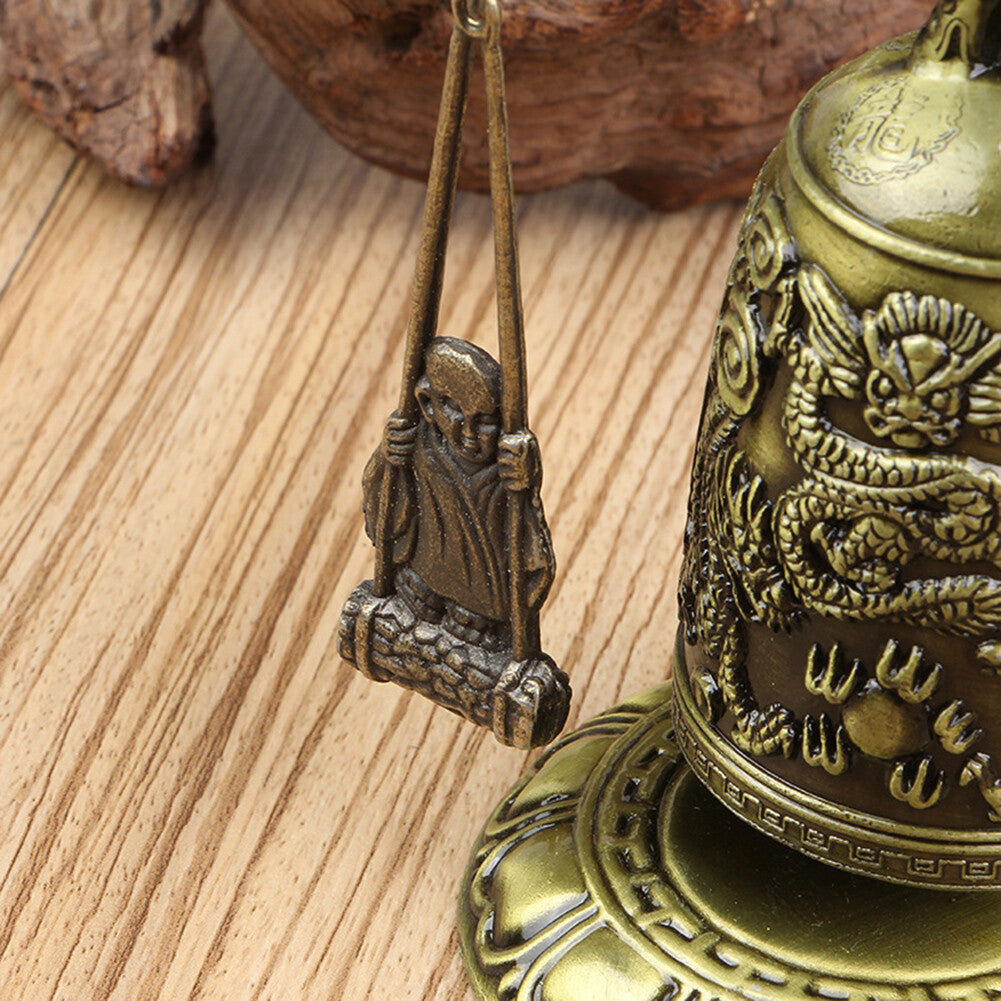 5.12" New Metal Bell Carved Dragon Buddhist Clock Good Luck Feng Shui Ornament