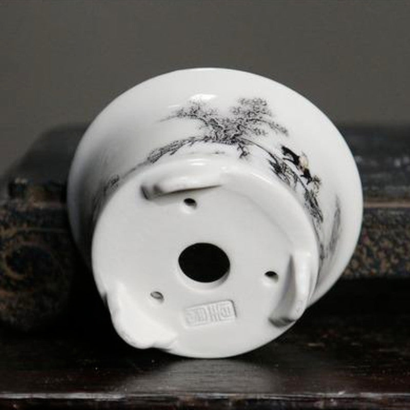 3.1in Home Desktop Flower Pot Creative Ceramic Bonsai Chinese Style Flower Pots