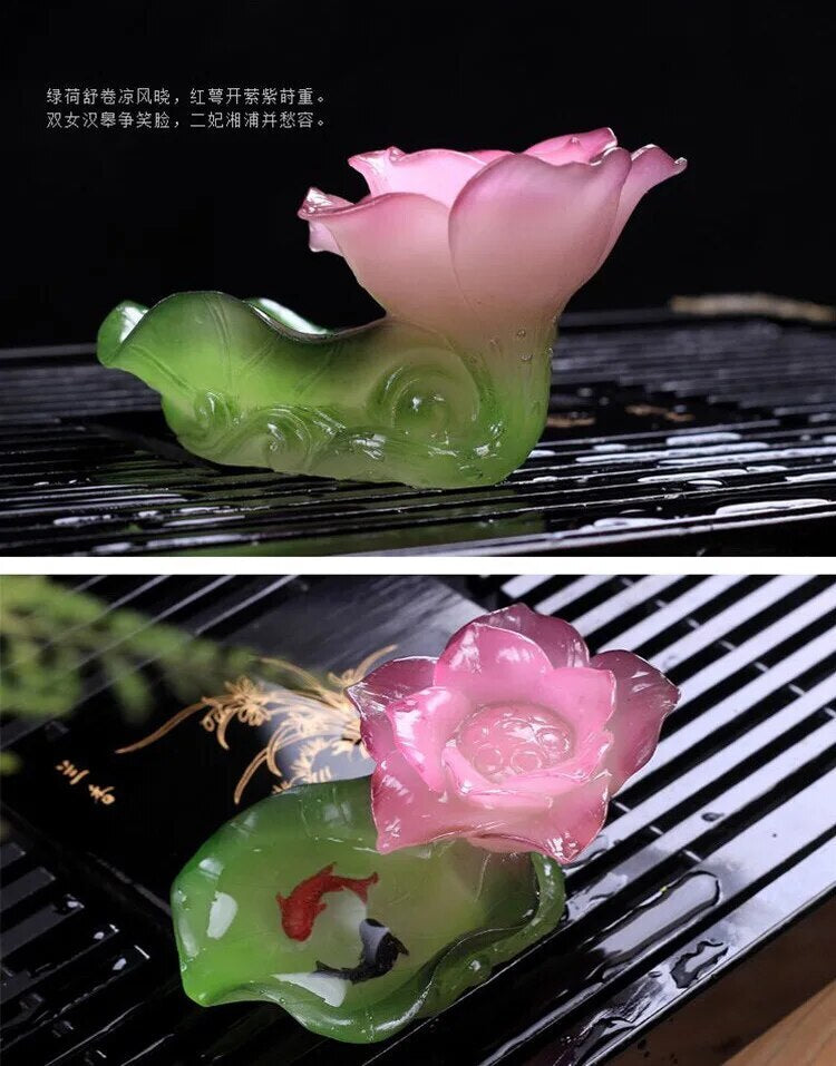Temperature Sensitive Discoloration Resin Lotus Tea Pet Decoration Pendant