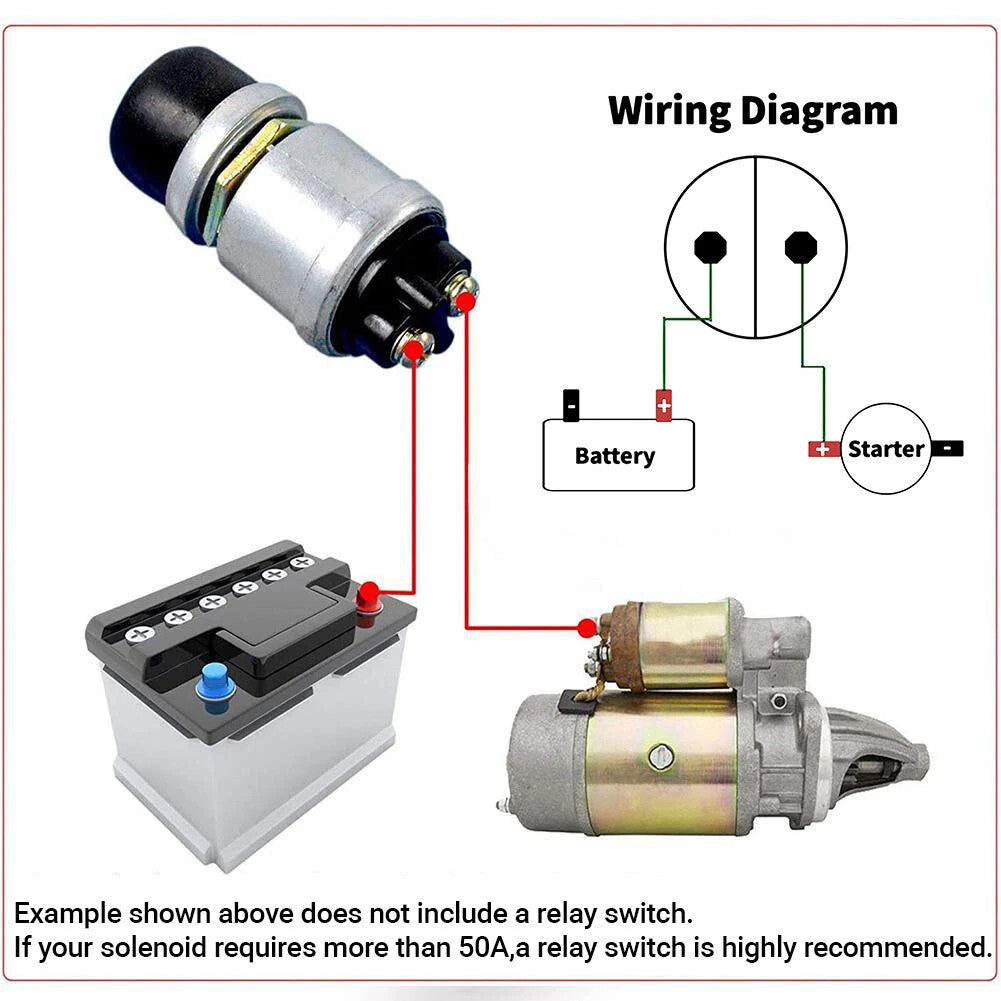 10PCS 12 Volt DC Heavy-Duty Start Momentary Push-Button Starter Switch (50 Amps)