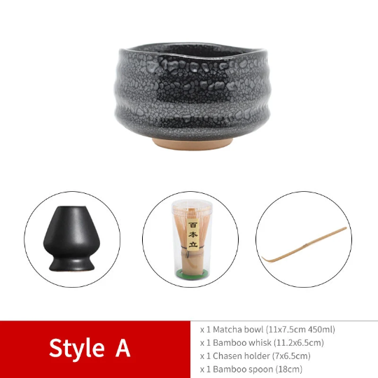 Jianzhan Ceramic Matcha Set with Bamboo Whisk and Holder Personalization Matcha