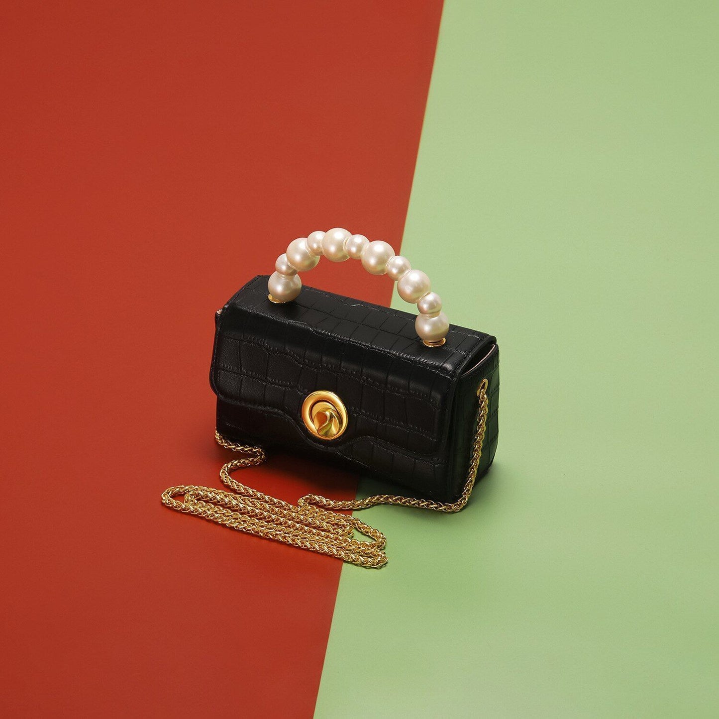 One Shoulder Handbag Crossbody Pearl Bead Handle Bags Elegant Small 17*10*7*4 CM