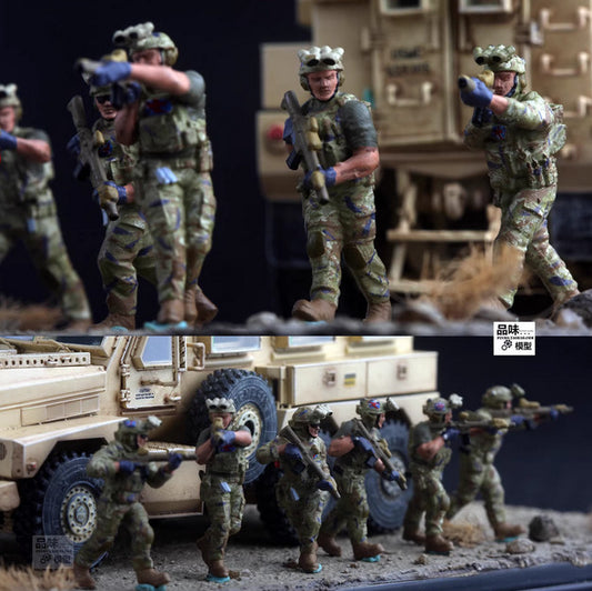 1/72 British SAS Special Air Service 6pcs Soldier Special Operations Team Model