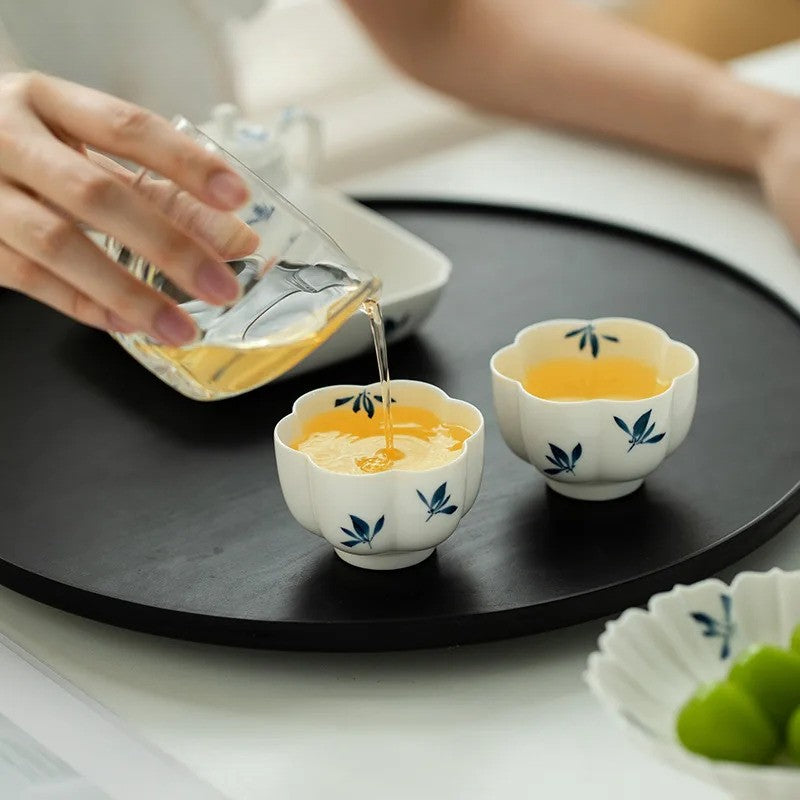 90ml Ceramic Hand-painted Butterfly Orchid Zen Teacup Master Cup Pu 'er Tea Bowl