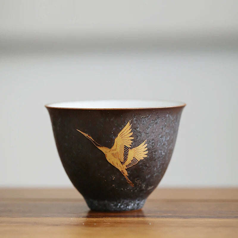 1pc 2.36" Chinese Vintage Ceramic Teacup Handmade Pottery Tea Bowl Portable Cup