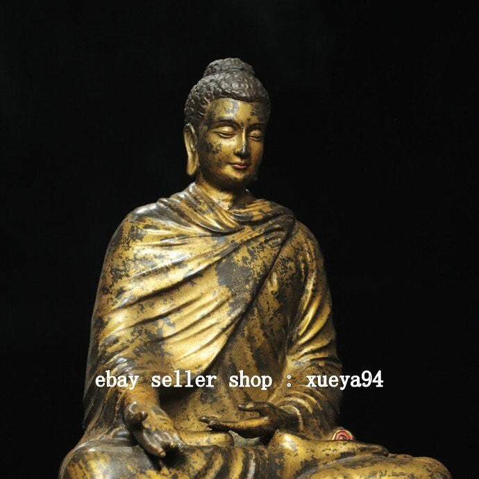 11" DaMing Yongle Marked Bronze Gilt Shakyamuni Sakyamuni Amitabha Buddha Statue