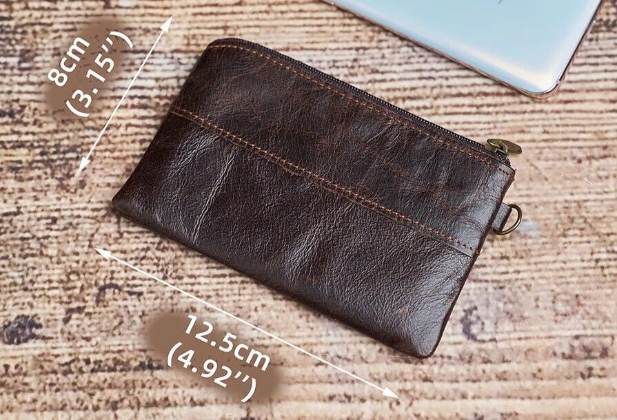 Genuine Leather Wallets For Men Credit Card Holder Coin Purse Zipper Pocket Bag
