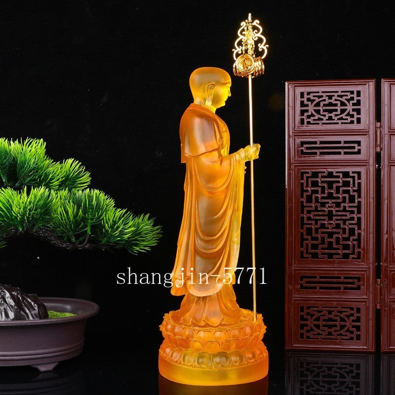 28cm Exquisitely Resin Ksitigarbha Bodhisattva Stand Buddha Statue Ornament