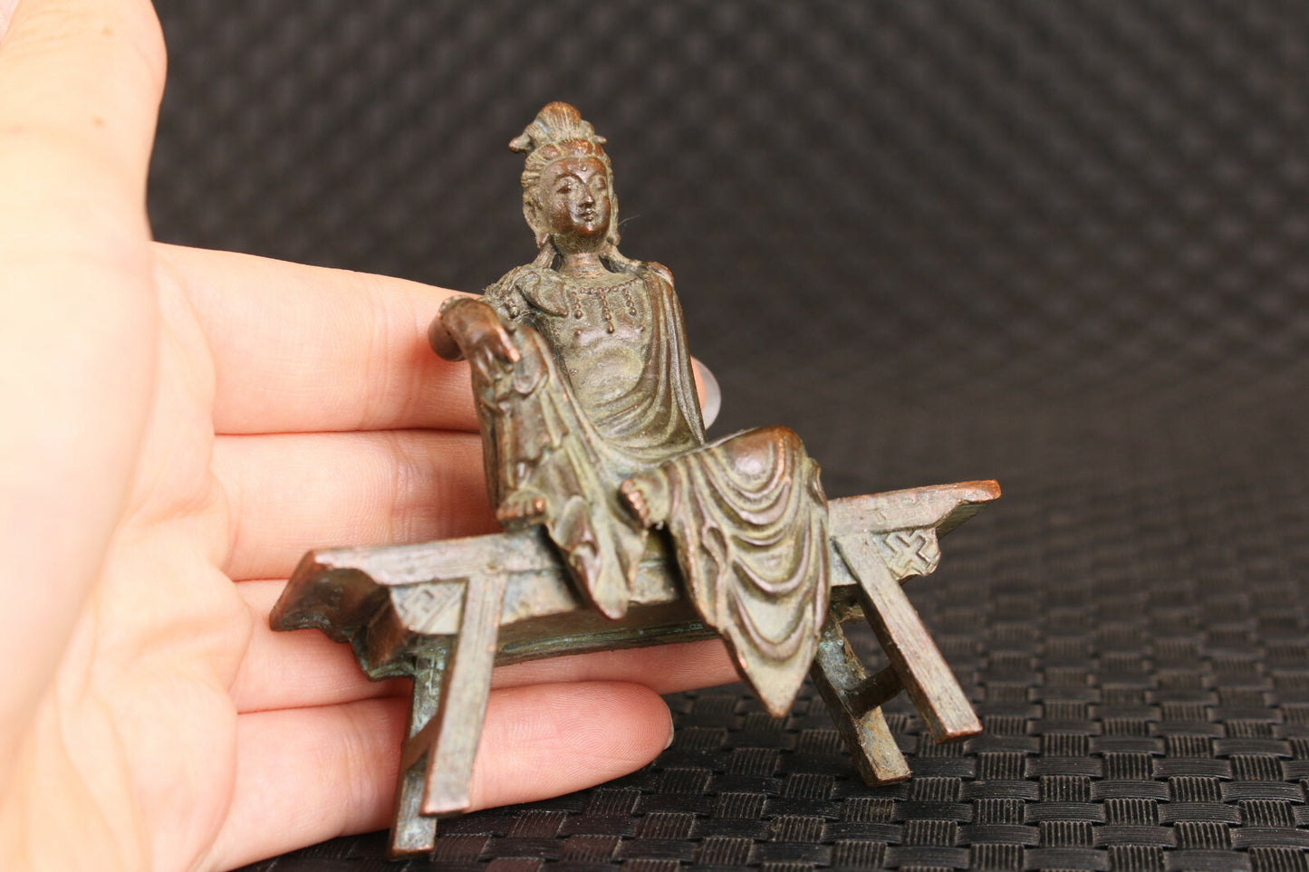 Blessing Chinese bronze handmade kwan-yin statue collection fengshui netsuke