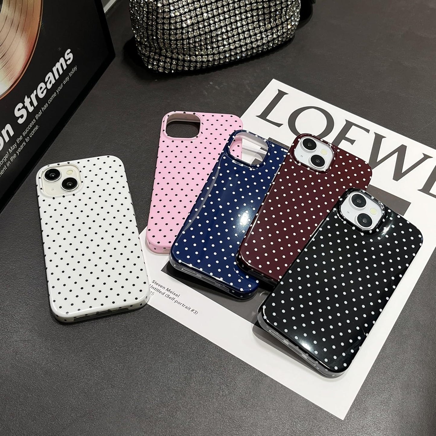 for Iphone 13 Case Polka Dot Phone Cases Aesthetic Design Trendy Simple Case Sli