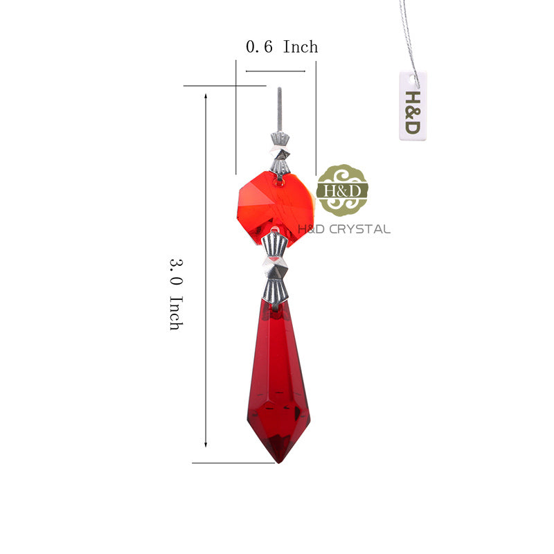 30 Red Chandelier Glass Crystals Lamp Prisms Parts Hanging Drops Pendants 38mm