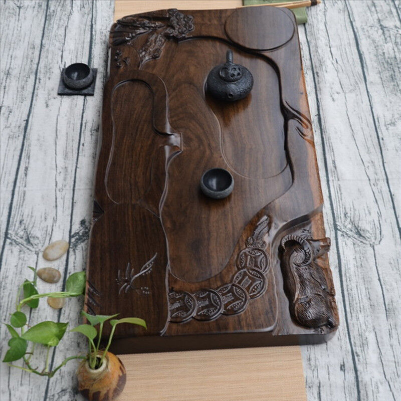 Handmade Tea Tray Hand Carved Dragon Ebony Wood Tea Table High Quality Heavy New