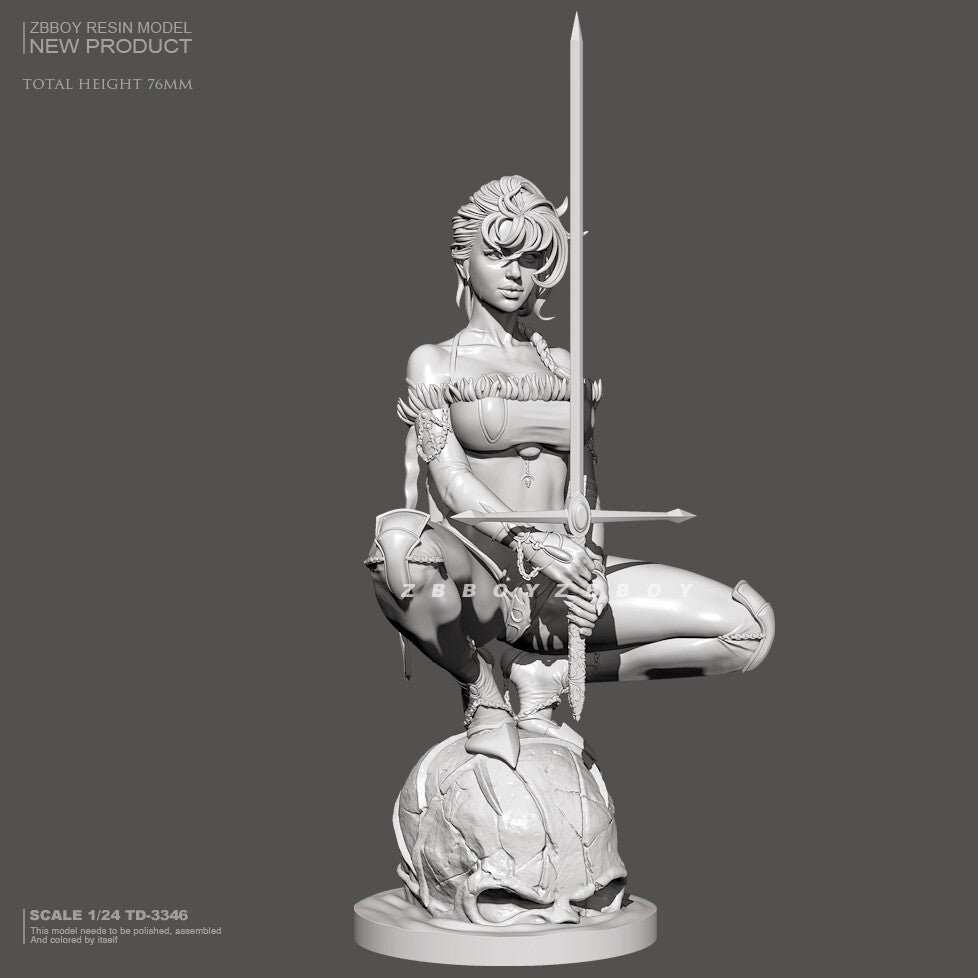 1/24 resin figure model Cross swordswoman Warrior Unassembled Unpainted