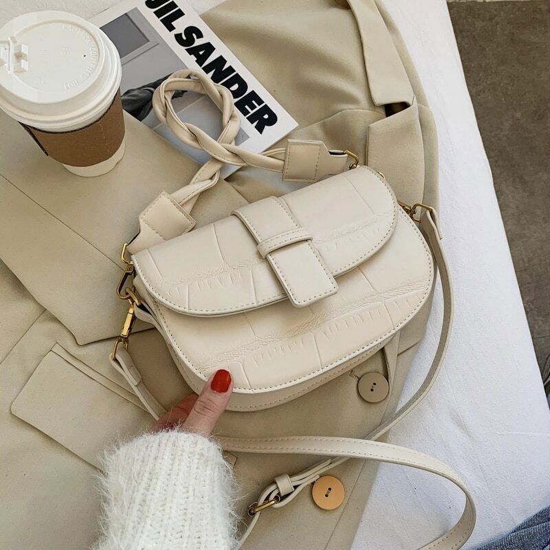 PU Leather Saddle Crossbody Bags Women Winter Shoulder Bag Handbags Purses