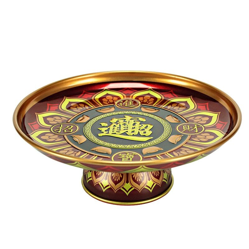 17.6cm New Metal Fruit Dish Buddhist Supplies Tribute Plate Buddha Hall Decor