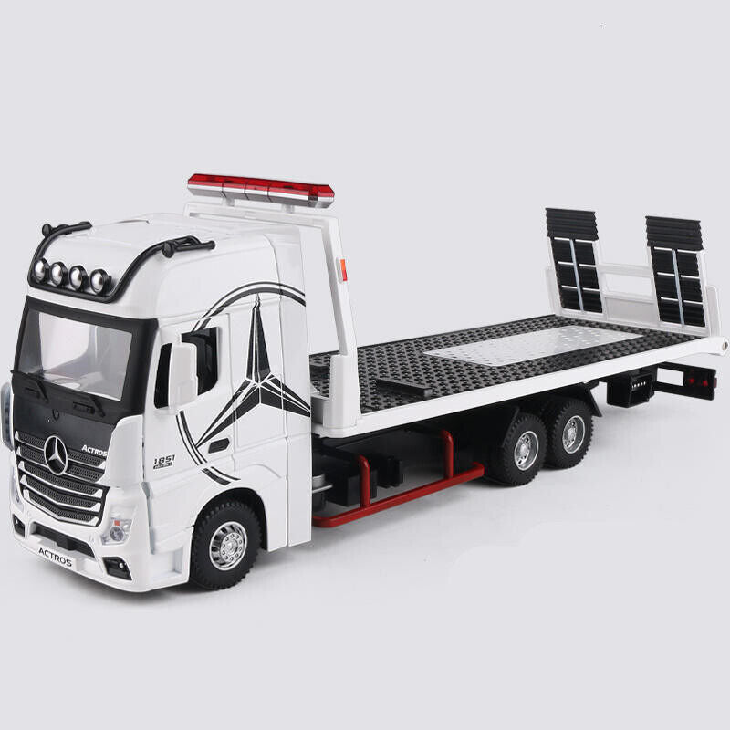 Diecast Toy Deck Flatbed Trailer Model Truck Car Alloy Transporter Vehicle Kids
