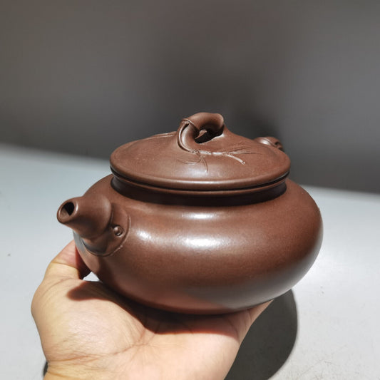Chinese Yixing Zisha Clay Handmade Exquisite Teapot (竹节仿古壶 低款:季益顺)