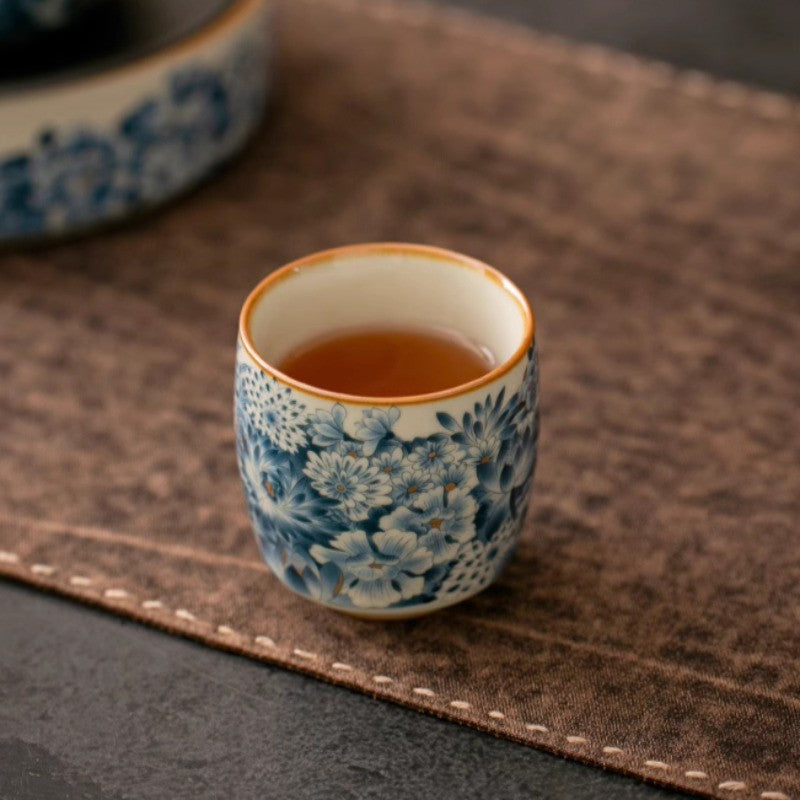 5.7cm Chinese Retro Ceramics Ru Kiln Teacup Household Tea Tasting Cup Tea Set