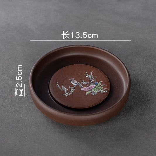 13cm Purple Clay Pot Mat Kung Fu Tea Set Tea Tray Teapot Base Kung Fu Tea Set