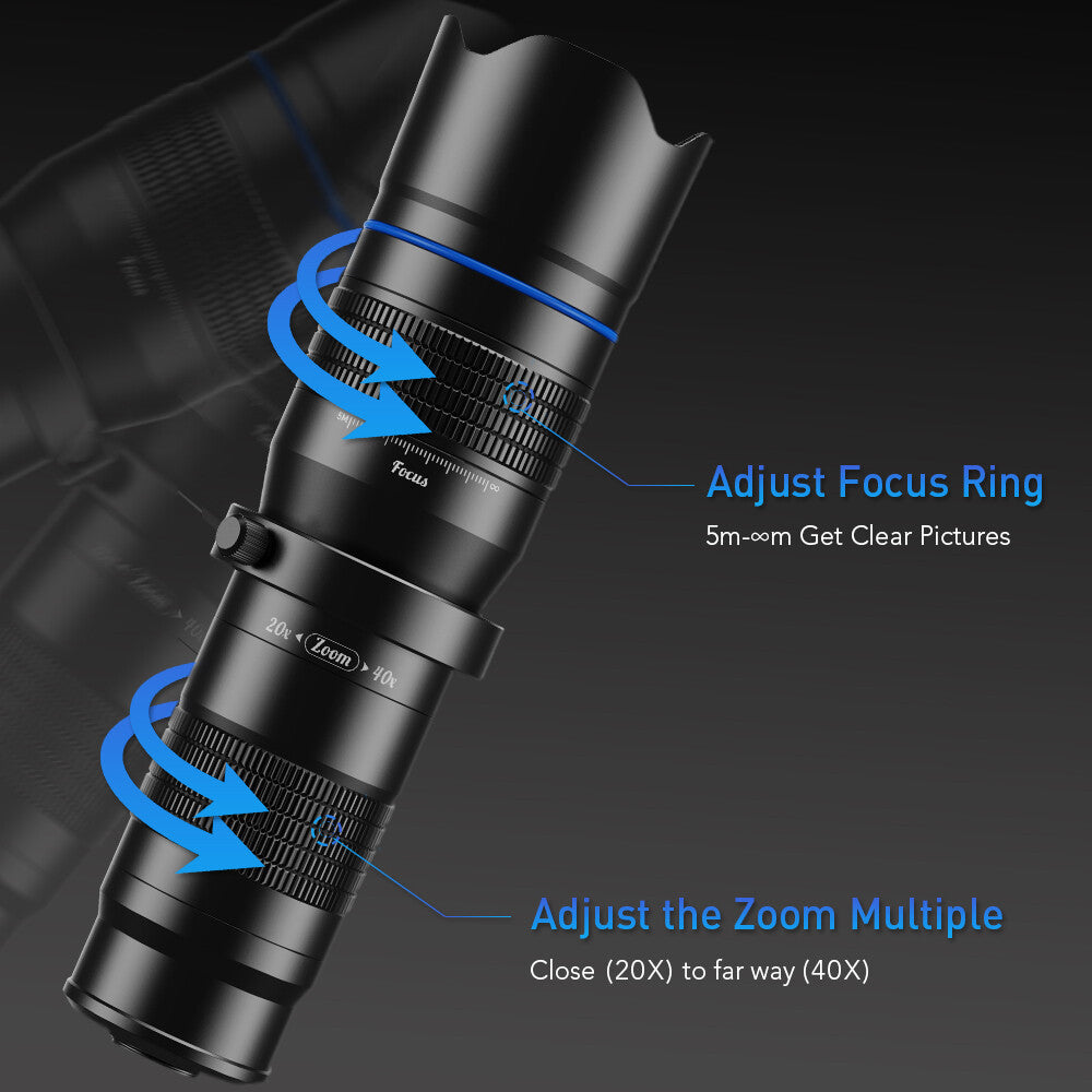 APEXEL Optional HD 20x-40x Zoom Telescope Telephoto Lens+Tripod Samsung iPhone